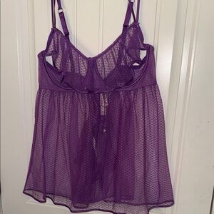 Victoria 's Secret Purple Very Sexy Peekaboo Mesh Open-Cup Babydoll Teddy XL
